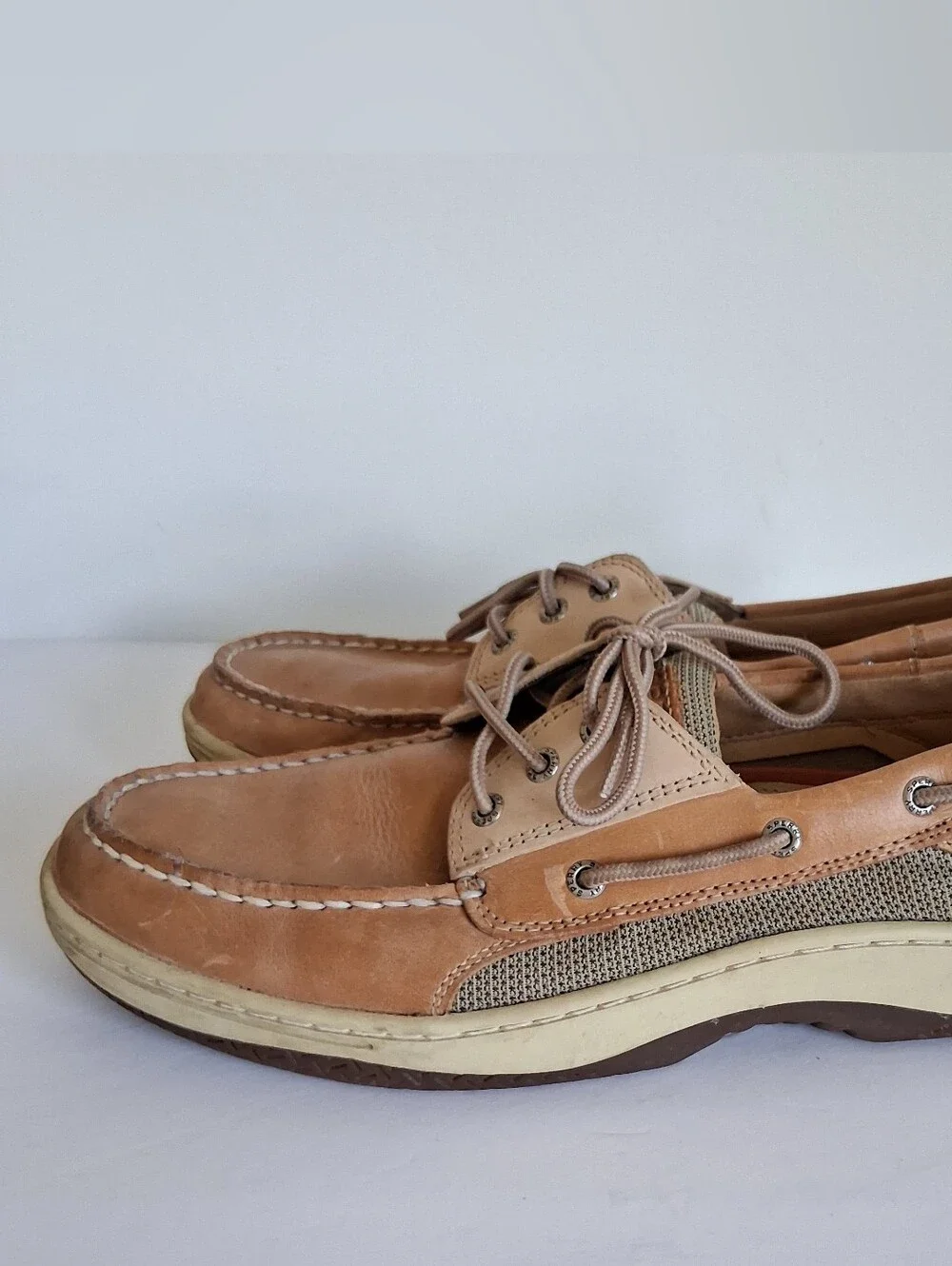 Sperry Top-Sider Mens Size 12 Tan Boat Shoes 3 Eye Lace Up Preppy Grandpacore
